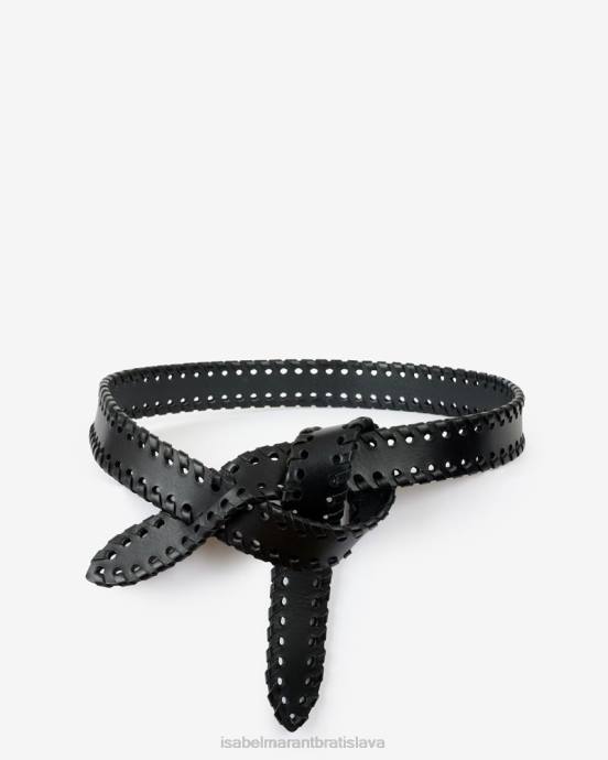 Isabel Marant unisex lecce viazaný kožený opasok V6XH1100 príslušenstvo čierna