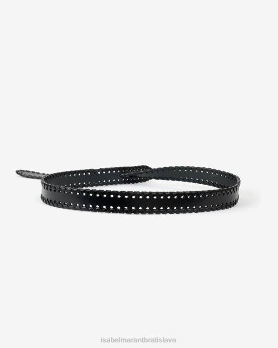 Isabel Marant unisex lecce viazaný kožený opasok V6XH1100 príslušenstvo čierna