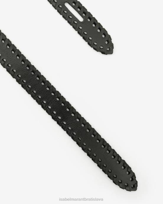 Isabel Marant unisex lecce viazaný kožený opasok V6XH1100 príslušenstvo čierna