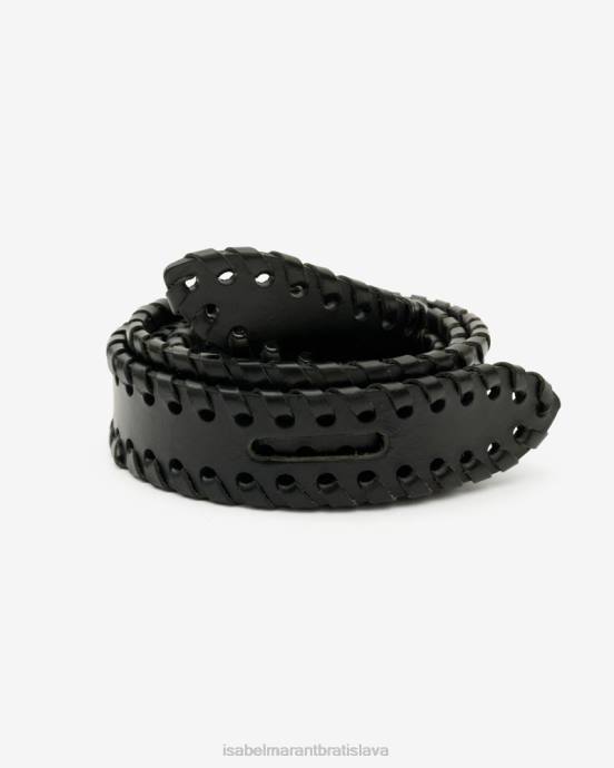 Isabel Marant unisex lecce viazaný kožený opasok V6XH1100 príslušenstvo čierna