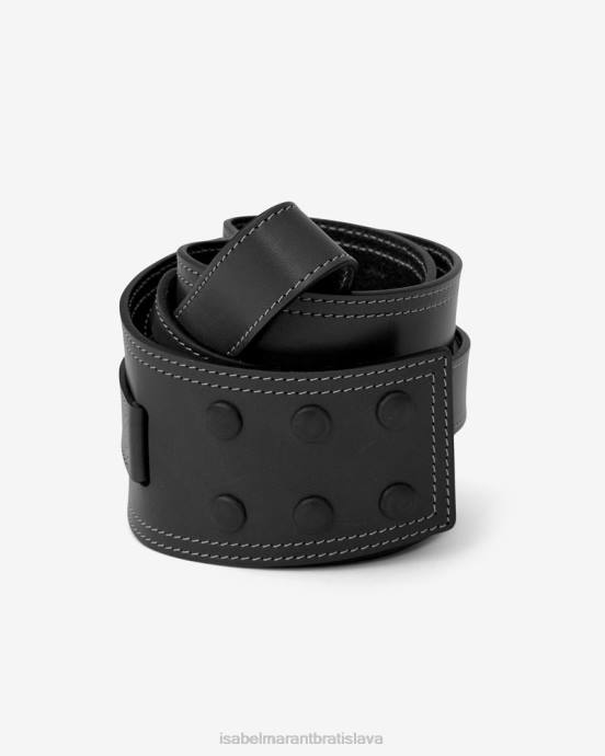 Isabel Marant unisex mošný kožený opasok V6XH1134 príslušenstvo čierna