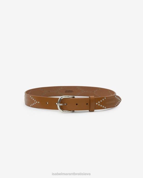 Isabel Marant unisex telový kožený opasok V6XH1122 príslušenstvo prírodné/strieborné