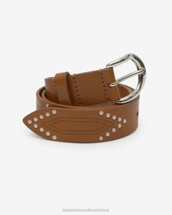 Isabel Marant unisex telový kožený opasok V6XH1122 príslušenstvo prírodné/strieborné