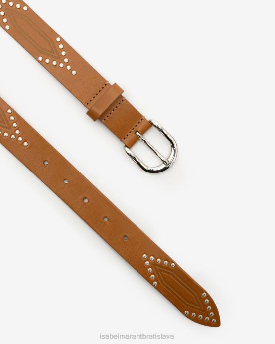 Isabel Marant unisex telový kožený opasok V6XH1122 príslušenstvo prírodné/strieborné