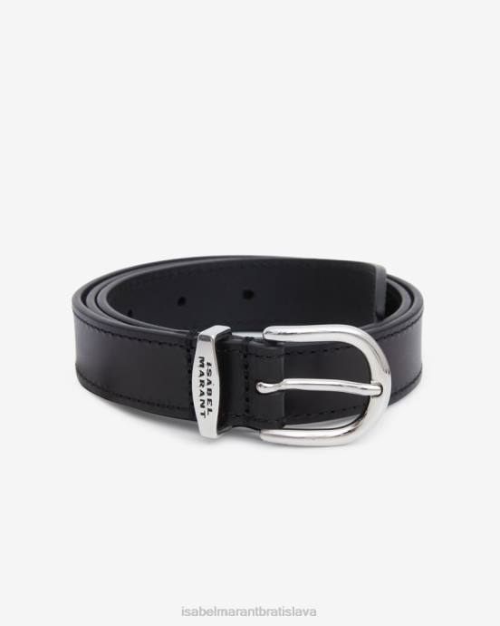 Isabel Marant unisex zadd kožený opasok V6XH1117 príslušenstvo čierna/strieborná
