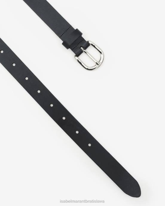 Isabel Marant unisex zap kožený opasok V6XH1114 príslušenstvo čierna/strieborná