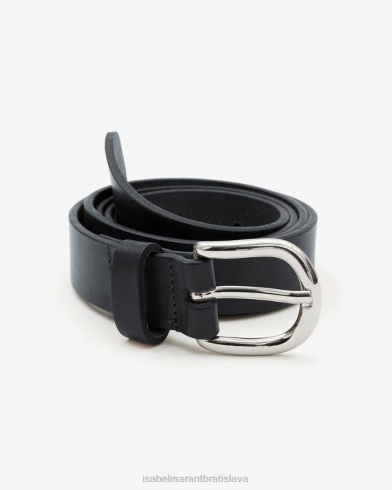 Isabel Marant unisex zap kožený opasok V6XH1114 príslušenstvo čierna/strieborná
