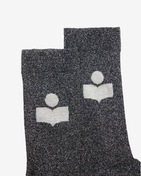 Isabel Marant unisex ponožky s logom slazia V6XH1250 príslušenstvo čierna/strieborná