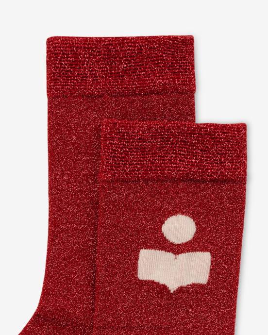 Isabel Marant unisex ponožky s logom slazia V6XH1261 príslušenstvo malina