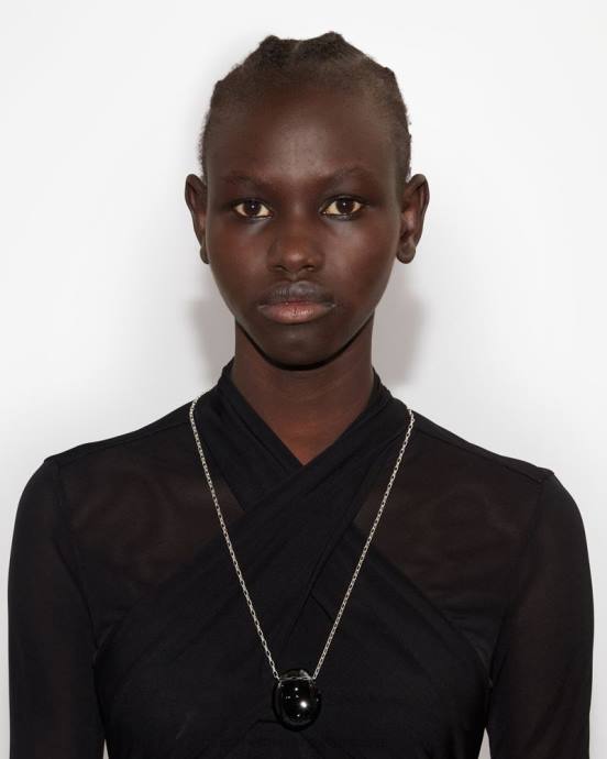 Isabel Marant unisex bublinkový náhrdelník V6XH1154 príslušenstvo bridlica/striebro