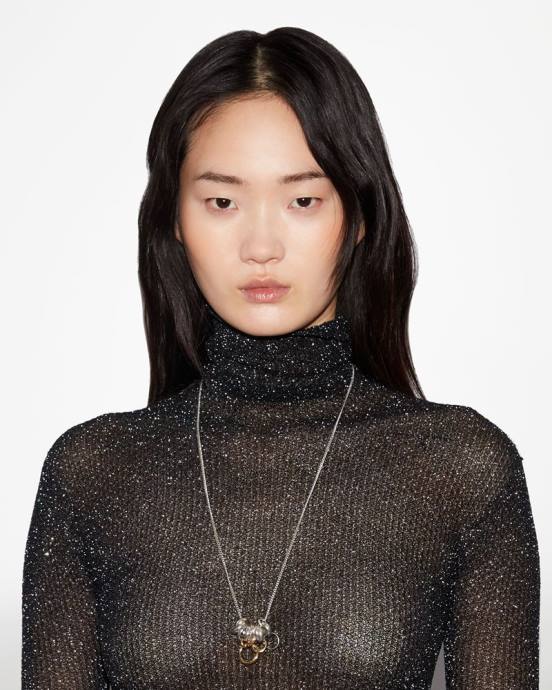 Isabel Marant unisex úchvatný dlhý náhrdelník V6XH1152 príslušenstvo striebro/dore