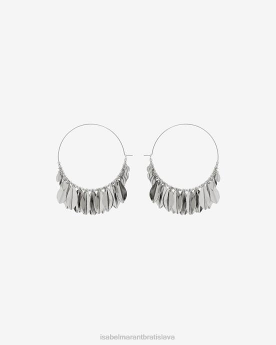 Isabel Marant unisex kovové lesklé kruhové náušnice s listami V6XH1156 príslušenstvo striebro