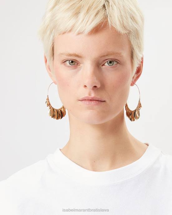 Isabel Marant unisex kovové lesklé kruhové náušnice s listami V6XH1212 príslušenstvo dore