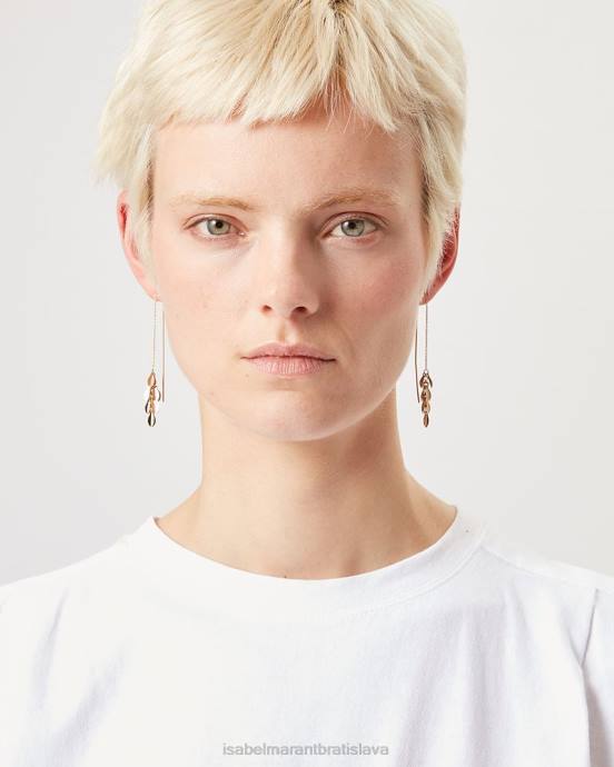Isabel Marant unisex kovové lesklé listové náušnice V6XH1210 príslušenstvo dore