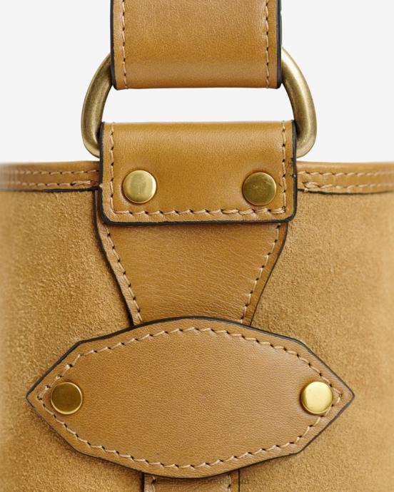 Isabel Marant unisex Samara malá semišová kožená taška cez rameno V6XH1017 príslušenstvo ťava