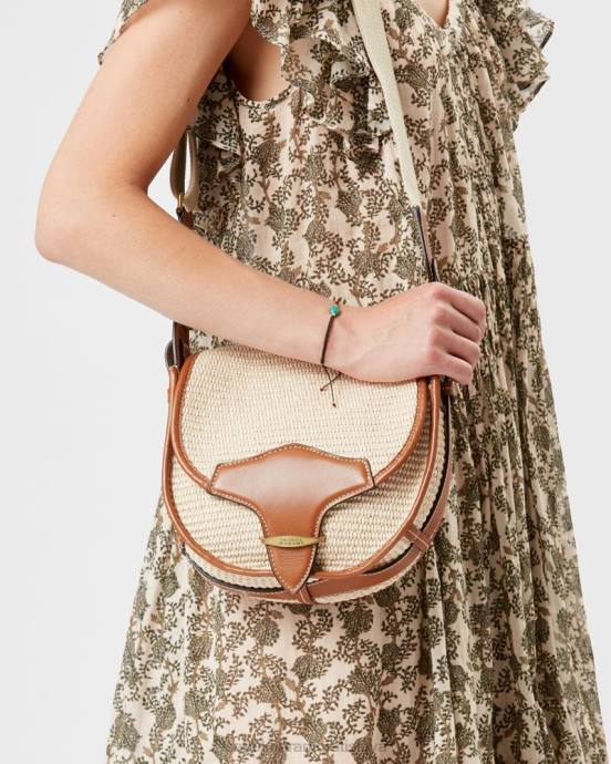 Isabel Marant unisex botsy male satchel rafia bag V6XH1025 príslušenstvo prírodný/koňak