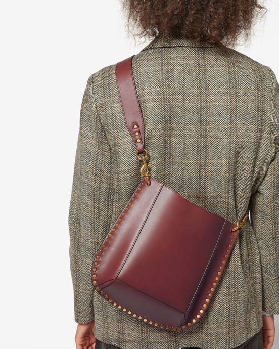 Isabel Marant unisex kožená taška cez rameno oskan V6XH995 príslušenstvo bordová