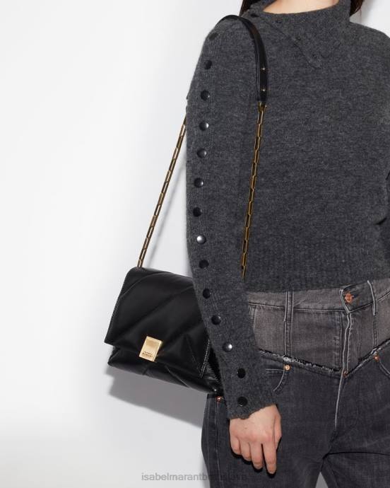 Isabel Marant unisex merine nafúknutá prešívaná kožená taška V6XH1006 príslušenstvo čierna