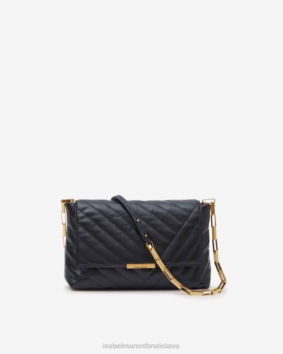Isabel Marant unisex merine prešívaná kožená taška V6XH1008 príslušenstvo čierne zlato