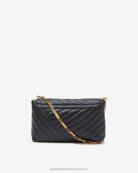 Isabel Marant unisex merine prešívaná kožená taška V6XH1008 príslušenstvo čierne zlato