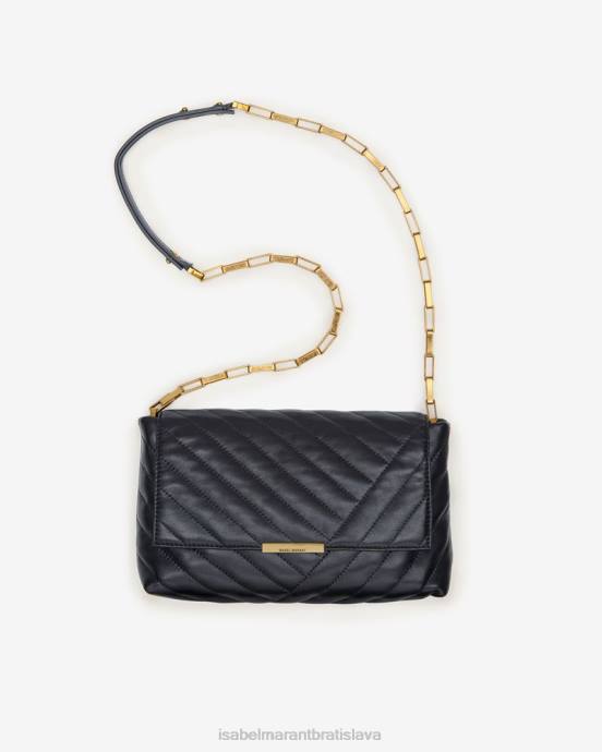 Isabel Marant unisex merine prešívaná kožená taška V6XH1008 príslušenstvo čierne zlato