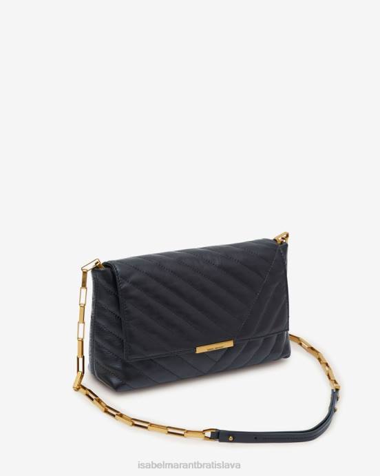 Isabel Marant unisex merine prešívaná kožená taška V6XH1008 príslušenstvo čierne zlato