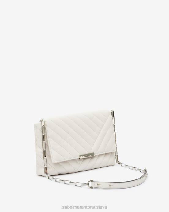 Isabel Marant unisex merine prešívaná kožená taška V6XH1009 príslušenstvo krieda