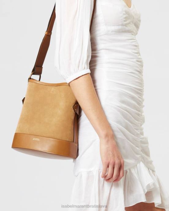 Isabel Marant unisex semišová kožená taška cez rameno samara V6XH1019 príslušenstvo ťava
