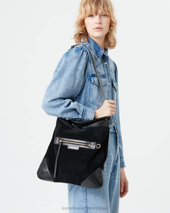 Isabel Marant unisex semišová taška cez rameno botsy day V6XH1020 príslušenstvo čierna