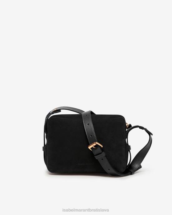 Isabel Marant unisex taška s popruhom cez rameno z teľacej semišovej kože V6XH1026 príslušenstvo čierna