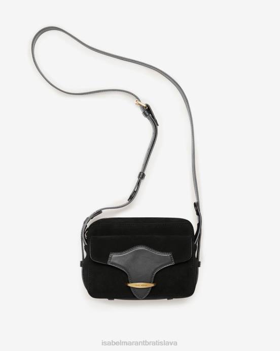 Isabel Marant unisex taška s popruhom cez rameno z teľacej semišovej kože V6XH1026 príslušenstvo čierna