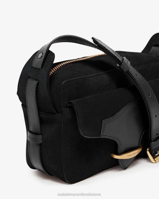 Isabel Marant unisex taška s popruhom cez rameno z teľacej semišovej kože V6XH1026 príslušenstvo čierna