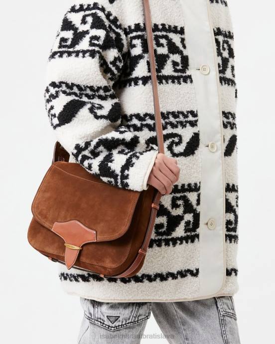 Isabel Marant unisex veľká semišová taška botsy besace V6XH1028 príslušenstvo koňak