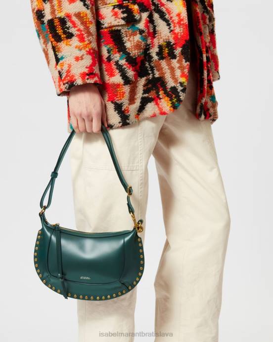 Isabel Marant unisex kožená taška cez rameno oskan moon V6XH940 príslušenstvo tmavozelený