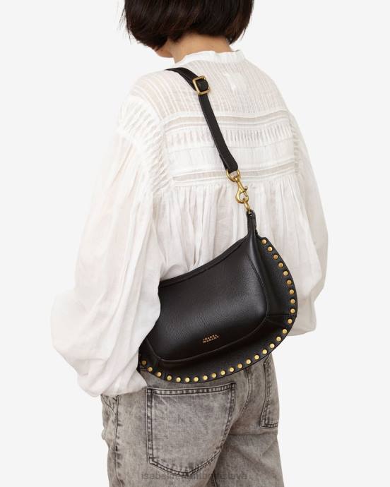 Isabel Marant unisex oskan moon zrnitá kožená taška cez rameno V6XH920 príslušenstvo čierna