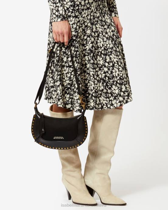 Isabel Marant unisex taška cez rameno oskan moon z kože a bavlny V6XH919 príslušenstvo čierna
