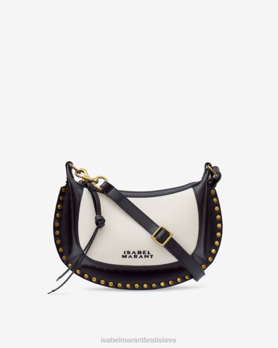 Isabel Marant unisex taška cez rameno oskan moon z kože a bavlny V6XH929 príslušenstvo ecru/čierna