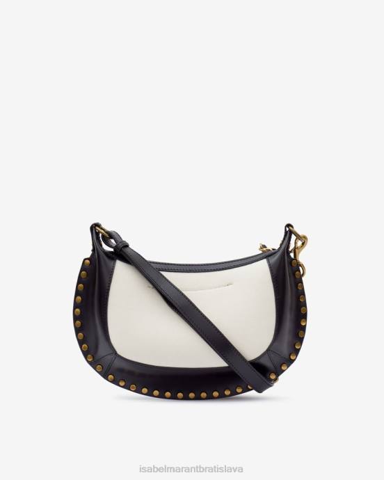 Isabel Marant unisex taška cez rameno oskan moon z kože a bavlny V6XH929 príslušenstvo ecru/čierna