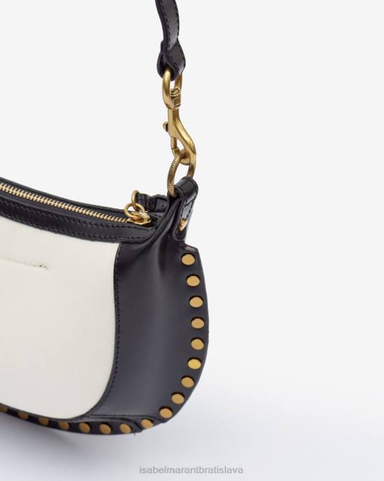 Isabel Marant unisex taška cez rameno oskan moon z kože a bavlny V6XH929 príslušenstvo ecru/čierna