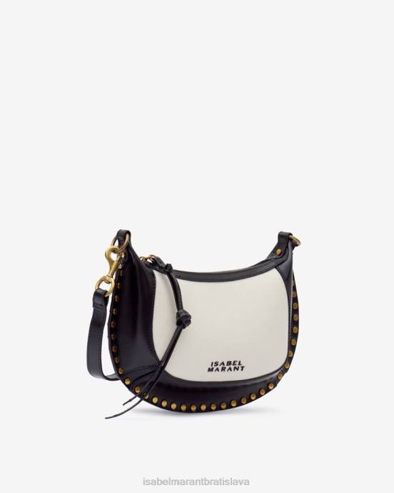 Isabel Marant unisex taška cez rameno oskan moon z kože a bavlny V6XH929 príslušenstvo ecru/čierna