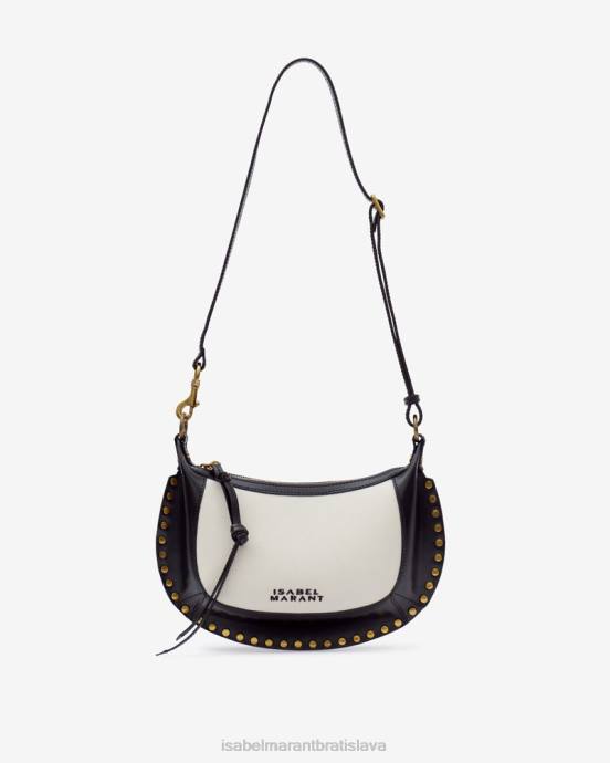 Isabel Marant unisex taška cez rameno oskan moon z kože a bavlny V6XH929 príslušenstvo ecru/čierna