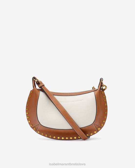Isabel Marant unisex taška cez rameno oskan moon z kože a bavlny V6XH934 príslušenstvo ecru/koňak