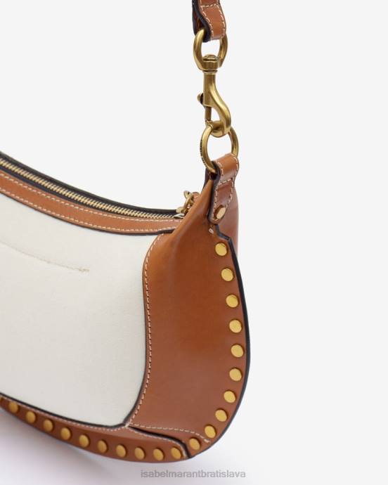 Isabel Marant unisex taška cez rameno oskan moon z kože a bavlny V6XH934 príslušenstvo ecru/koňak