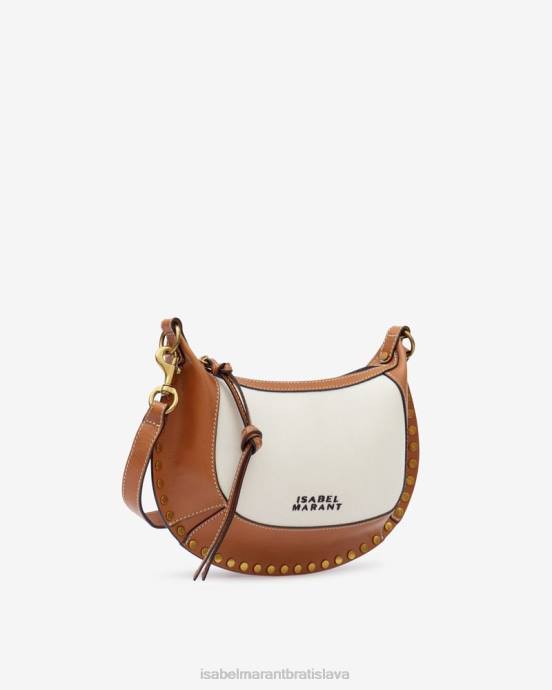 Isabel Marant unisex taška cez rameno oskan moon z kože a bavlny V6XH934 príslušenstvo ecru/koňak