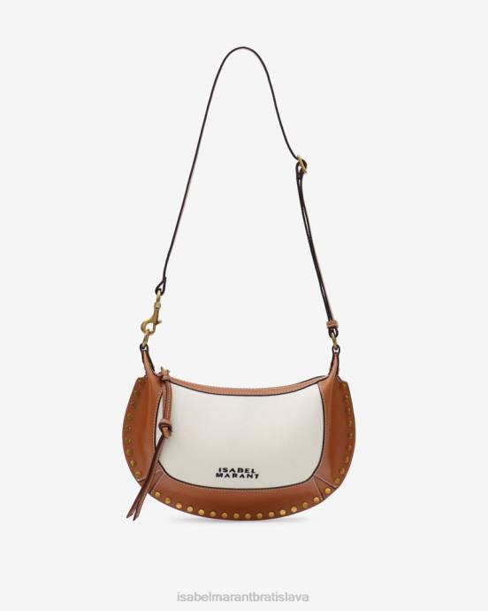 Isabel Marant unisex taška cez rameno oskan moon z kože a bavlny V6XH934 príslušenstvo ecru/koňak