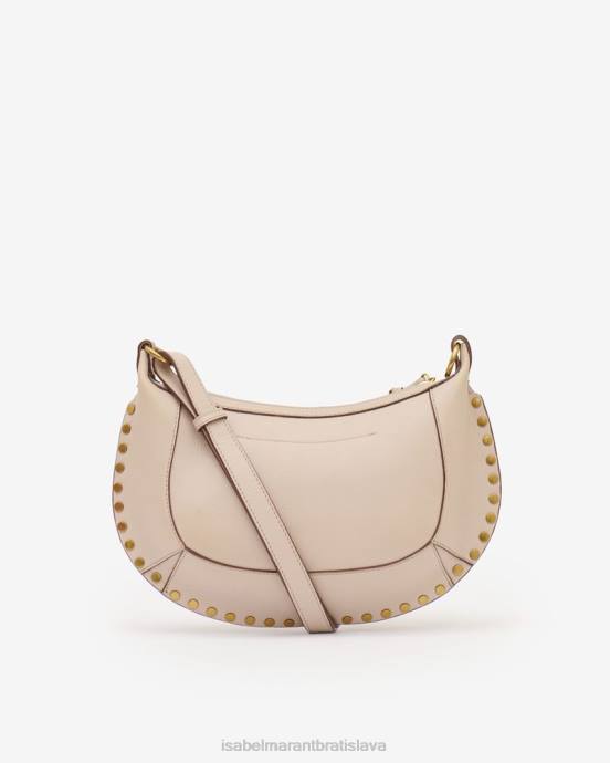 Isabel Marant unisex taška cez rameno zo zrnitej kože oskan moon V6XH937 príslušenstvo svetlo béžová