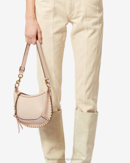 Isabel Marant unisex taška cez rameno zo zrnitej kože oskan moon V6XH937 príslušenstvo svetlo béžová