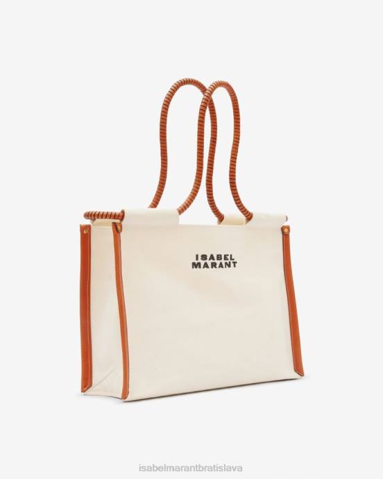 Isabel Marant unisex bavlnená taška toledo V6XH983 príslušenstvo ecru/koňak