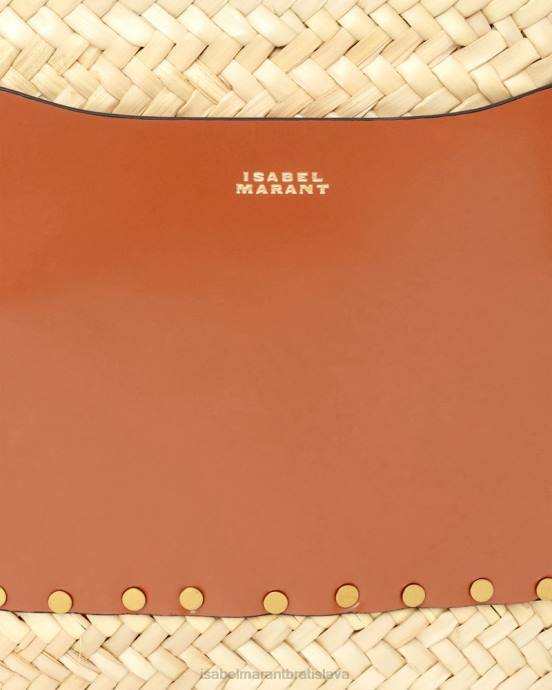 Isabel Marant unisex cadix rafia a kožená taška na košík V6XH986 príslušenstvo prírodný/koňak