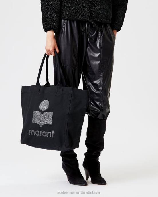 Isabel Marant unisex yenky kabelka s trblietavým logom V6XH958 príslušenstvo čierna